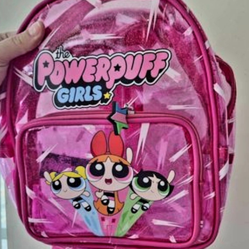 Fun Transparent Pink Powerpuff small backpack